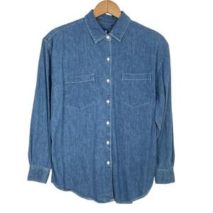 VTG Gap Womens Medium Wash Blue Denim Button Up Jean Shirt Size M Fall Western